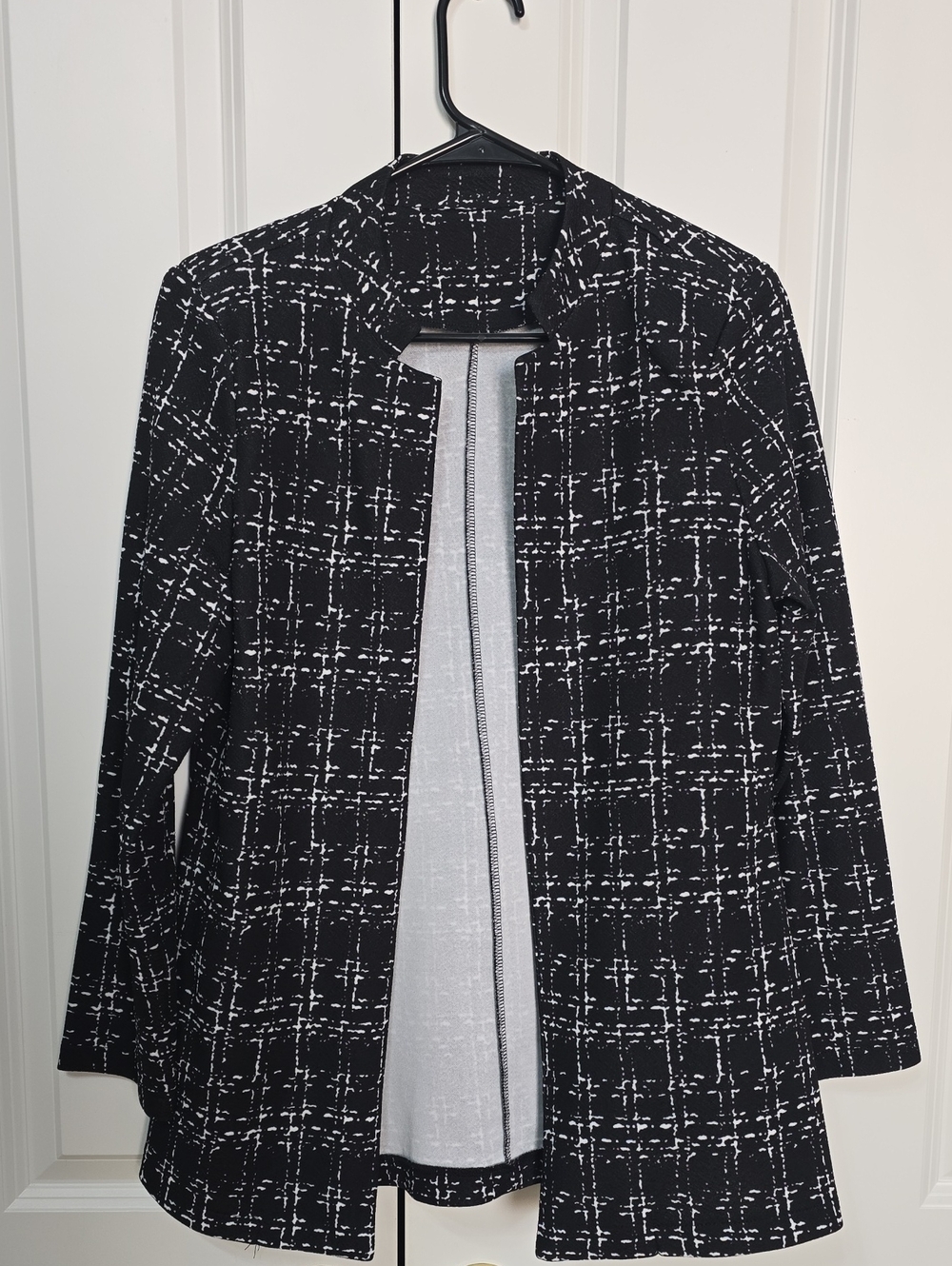 Classic Black & White Open-Front Women's Jacket